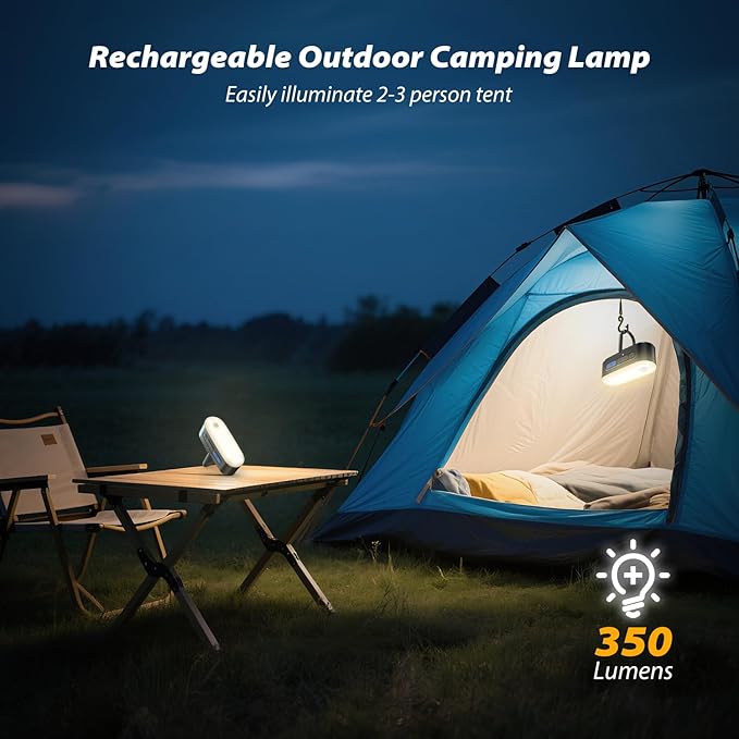 Motion Sensor Camping Lights,Rechargeable Camping Lantern, Portable Hanging Tent Lights,IPX5 Waterproof Emergency Light for Outdoor,SOS Mode Hurricane Power Outages,Magnet Work Light,2 Pack