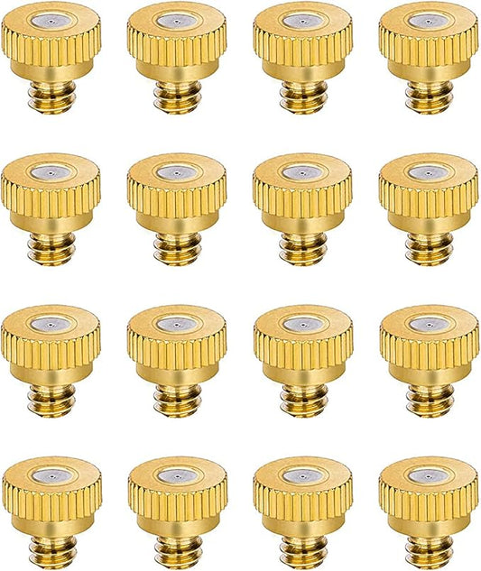 Aopin G 3/16 Brass Misting Nozzles 0.8mm / 0.03" Orifice Atomizing Mister Sprayer Nozzle Suitable For Outdoor Cooling,Garden Irrigation,Fountain, Crop Nutrient Injection, Greenhouse 16 Pcs