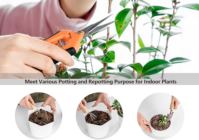 Plant Repotting Mat, 5Pcs Succulent Tools Mini Garden Small Gardening Tools Indoor, Pruning Shear Gardening Scissor, Hand kit for Bonsai, Cactus, Fairy, Houseplant Transplanting, Seedling