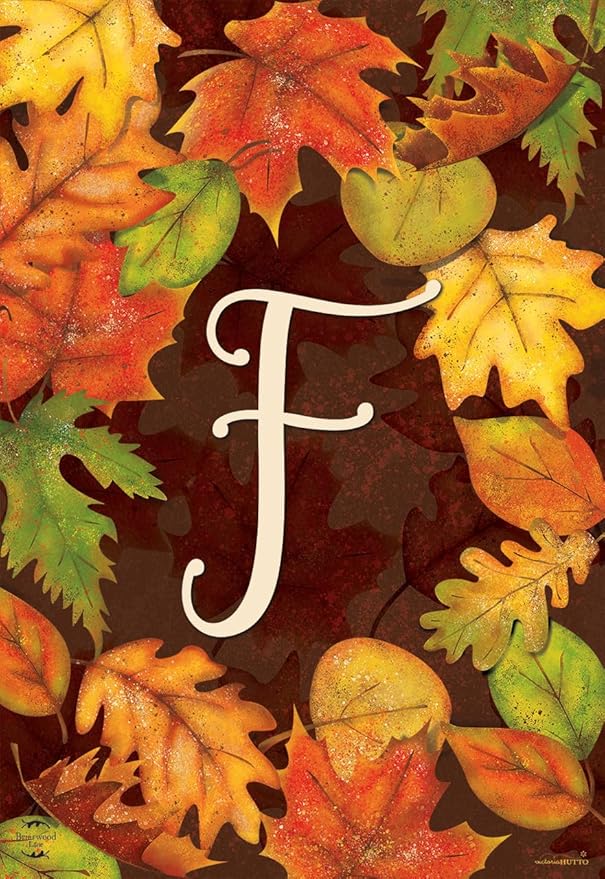 Briarwood Lane Fall Leaves Monogram Letter F Garden Flag