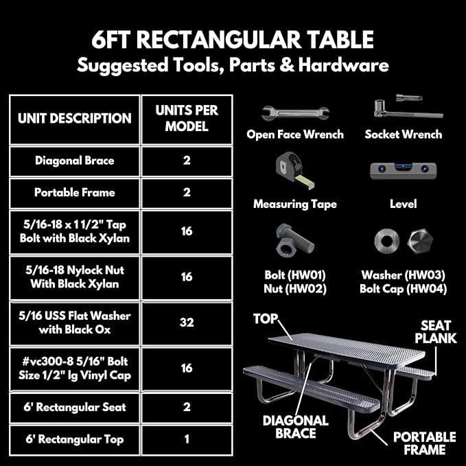 Heavy-Duty Portable Outdoor Picnic Table, Thermoplastic Coated Expanded Metal Commercial-Grade Patio Dining Furniture Made in America (6ft Rectangular, Textured Copper)