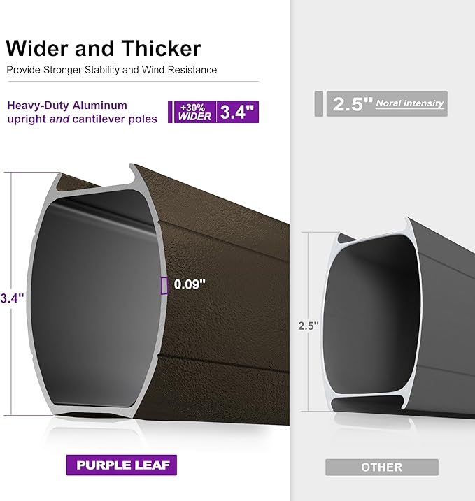 PURPLE LEAF 10FT Cantilever Patio Umbrella with 360-degree Rotation Aluminum Round Outdoor Offset Handing Umbrella for Patio Pool, Sprout Green
