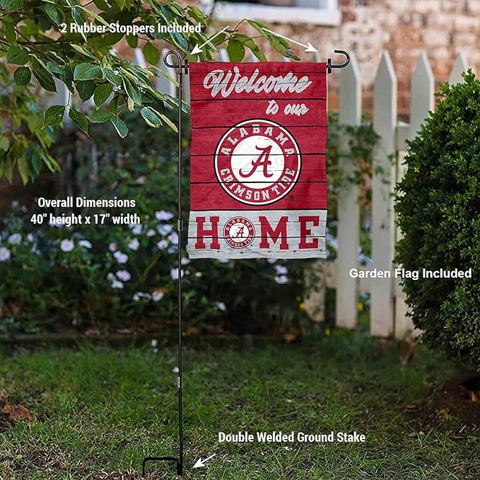 College Flags & Banners Co. Alabama Crimson Tide Welcome to Our Home Garden Flag with Stand Holder