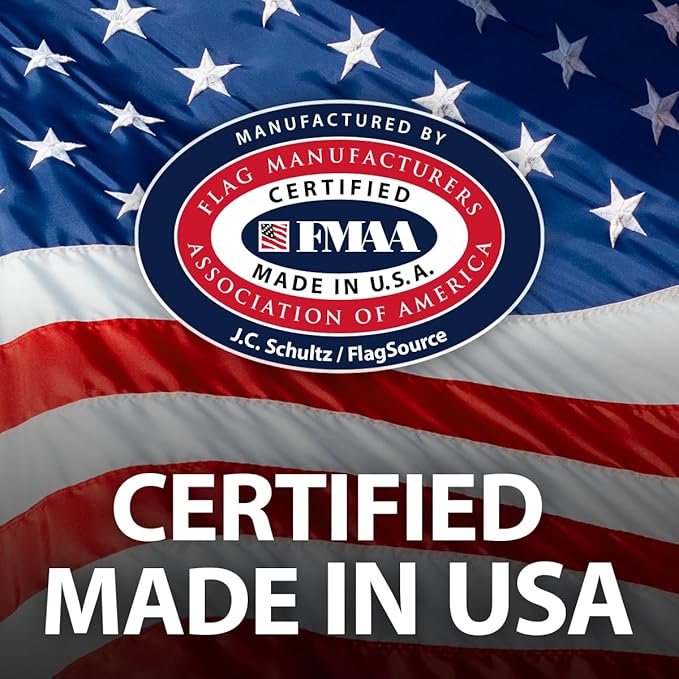 FlagSource FMAA Certified PolyExtra Polyester American Flag with Embroidered Stars and Sewn Stripes, Made in the USA, 8x12'