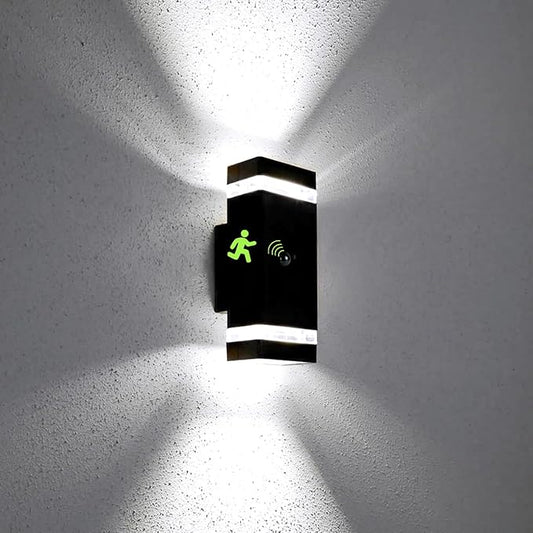 Motion Sensor Outdoor Wall Lights, Dusk to Dawn Exterior Light Fixtures with 3 Modes, Modern Up Down Wall Sconce, Waterproof Aluminum Porch Light for Garage, Patio, Front Door – Matte Black