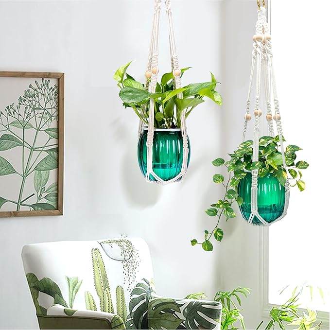 Small Hanging Planters Self Watering 5 Inch, 3 Set Hanging Plant Pot for Indoor Outdoor Plants, Hanging Flower Pots with Drainage Hole & 2 Kinds of Plant Hangers for Garden Home Decor