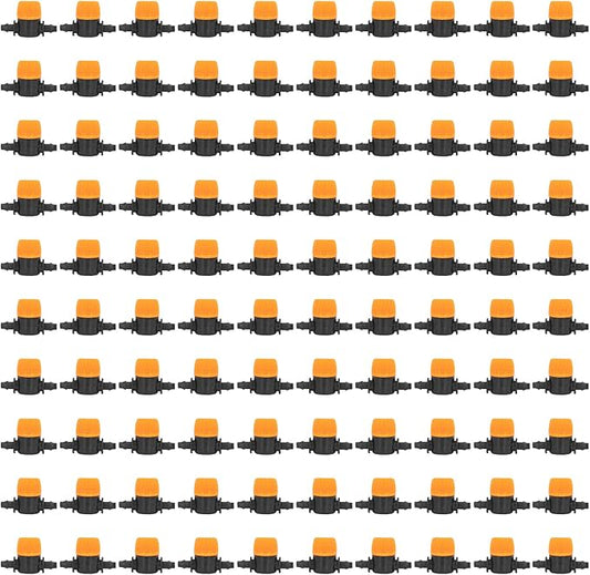 TOPINCN 100pcs Barbed Ball Valve, Drip Irrigation Universal Barbed Valve Mini Pipe Water Valve Through Type Valve Misting Tube Valve for Garden Seeding Cultivation Irrigation