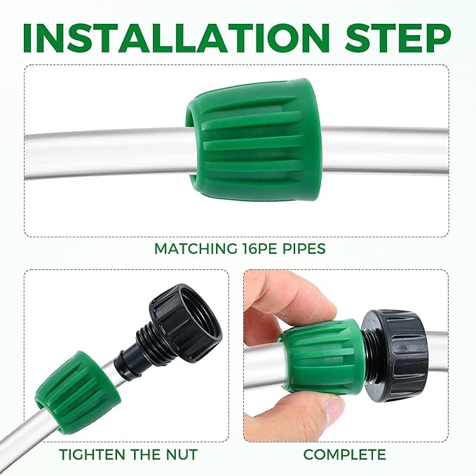 12 Pcs 1/2 Inch Drip Irrigation Tubing Faucet Garden Hose Adapter, 3/4" to 1/2" Drip Irrigation Tubing Hose Adapter, 3/4 Inch Faucet Connector Garden Hose Adapter Black and Green