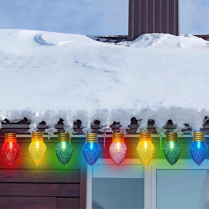 16FT Jumbo Christmas Lights,C7 Jumbo Xmas String Light Christmas Outdoor Decorations Lights with 10 Large Diamond Pattern Multicolor Bulb for Holiday Home Roof Yard Garden Decorations