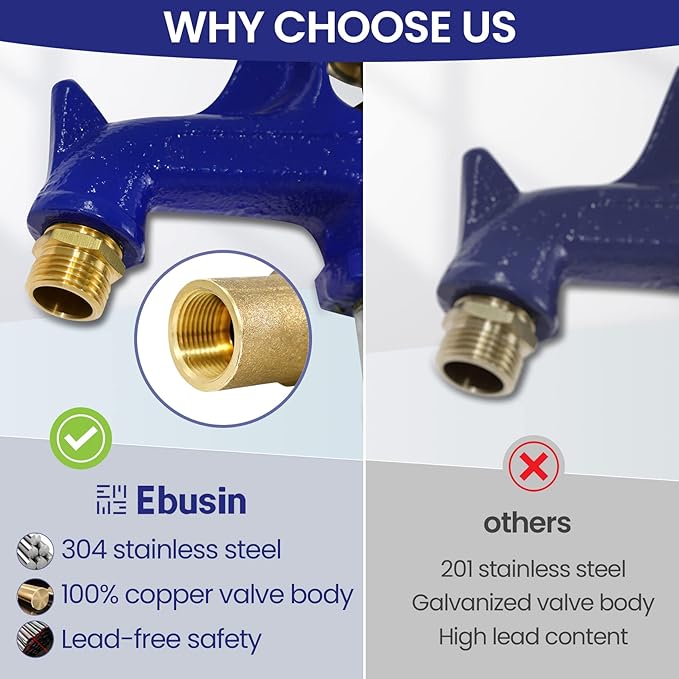 3.25FT Frost-Free Yard Hydrant, Freezeless Frost Proof Hydrant,Water Hydrant 3/4" Pipe Connection,Total Length 3.25ft, 12" Bury Depth,for Yard,Garden,Pasture Irrigation and Drinking