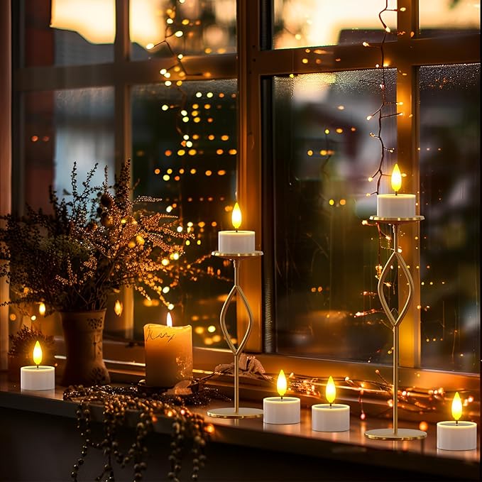 PChero 12 Pack Solar Tea Lights Outdoor Waterproof, Small Solar Lights with Dusk to Dawn Sensor, LED Tealight Candles for Lantern Garden Camping Outside Patio Home Decor,1.5" x 2.1"