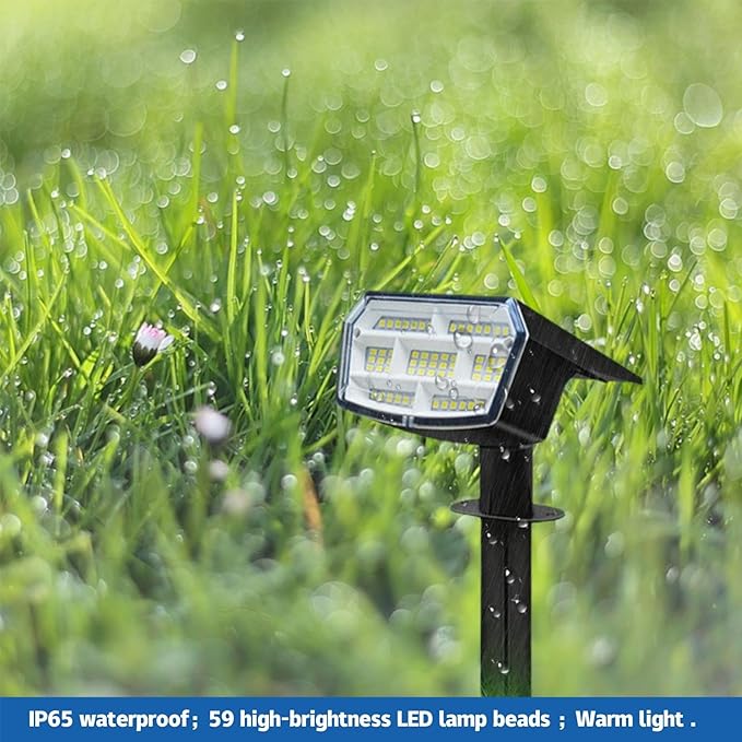 Outdoor Light Solar-Powered 3 Levels of Brightness，Waterproof IP65 can be Installed on Walls, Beside walkways, on lawns and Near Green Plants- 4 Pack (Warm)