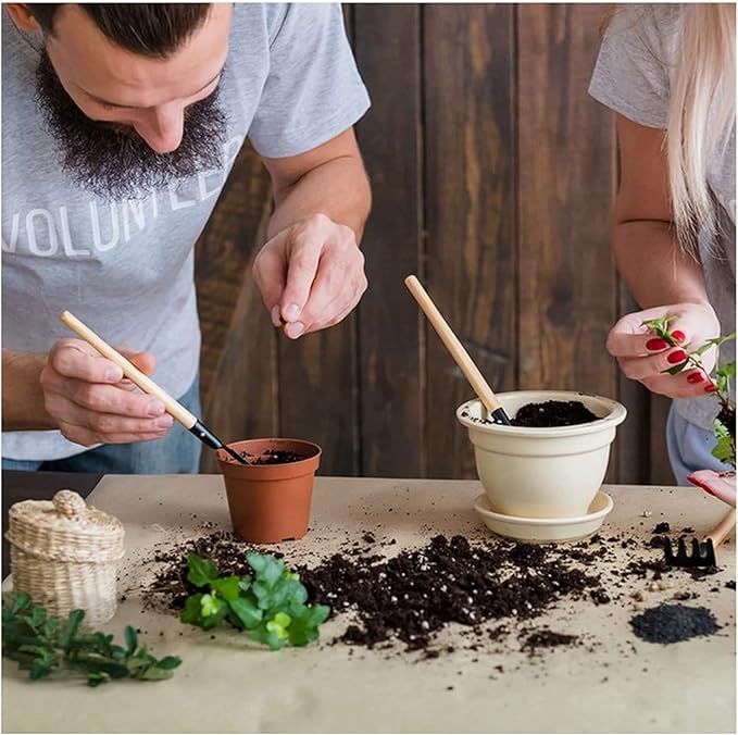 Wishlotus Mini Gardening Tools, 3Pcs Gardening Hand Tools with Non-Slip Handles, Portable Tools Set for Indoor Gardening, Succulents, Bonsai, Gift for Wife and Mother（Thin）