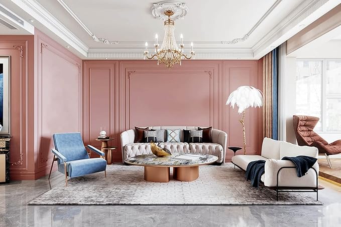 Dimoon 110''x17.7'' Pink Peel and Stick Wallpaper Contact Paper Modern Self Adhesive Wall Paper Removable Renter Friendly Textured Solid Color Shelf Cabinet Vinyl Roll (110''x17.7'',Rose Pink)