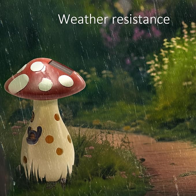 Fairy Houses for Outside - Solar Light Garden Decor, Solar Garden Decor, Waterproof Yard Mushroom Ornaments for Patio Lawn, Christmas, Birthdays, Unique Gift Ideas for Gardening Mom & Grandma