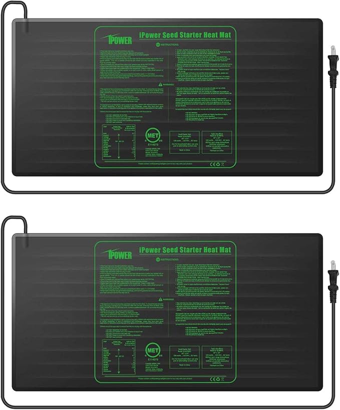 iPower 48" x 20" Waterproof Durable Seedling Heat Mat Warm Hydroponic Plant for Indoor Gardening Germination Starting, 2 Pack