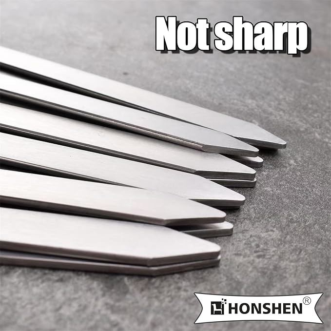 22-Inch Long Flat BBQ Skewers, HONSHEN 3/8 Inch Heavy Duty Stainless Steel Wide Blade with hardwood Handle barbecue skewers for Grilling Meat,Chicken,Beef-Set of 12 (22Inch Flat BBQ Skewers 12p)