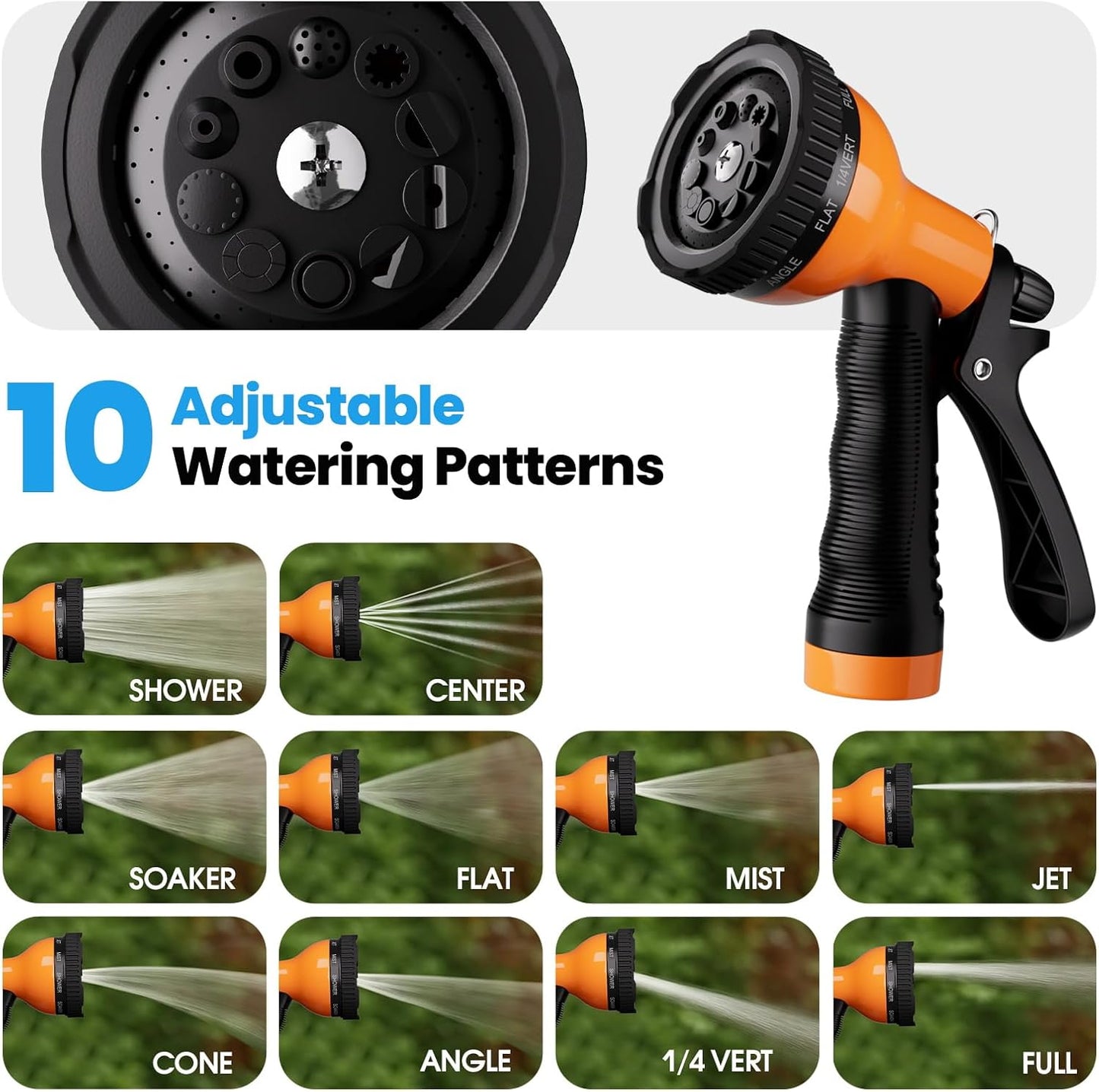 Garden Hose Metal 25 FT, Flexible Stainless Steel Water Hose with 10 Function Nozzle, Kink Free, Lightweight & Durable, Crush Resistant Fitting, Puncture Proof Hose for Yard, Rv, 600 PSI 2025 New