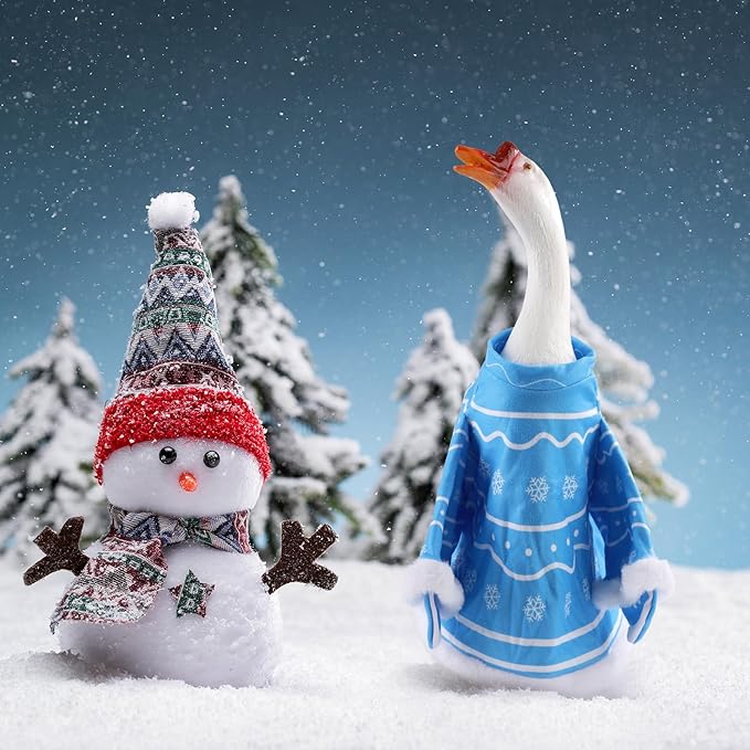 Goose Outfit, Winter Goose Outfits for Cement Goose Cute Goose Costume Yard Goose Clothing Goose Yard Statue Clothes for Outdoor Patio Yard Lawn Statueart Goose Decoration(Dwarf)