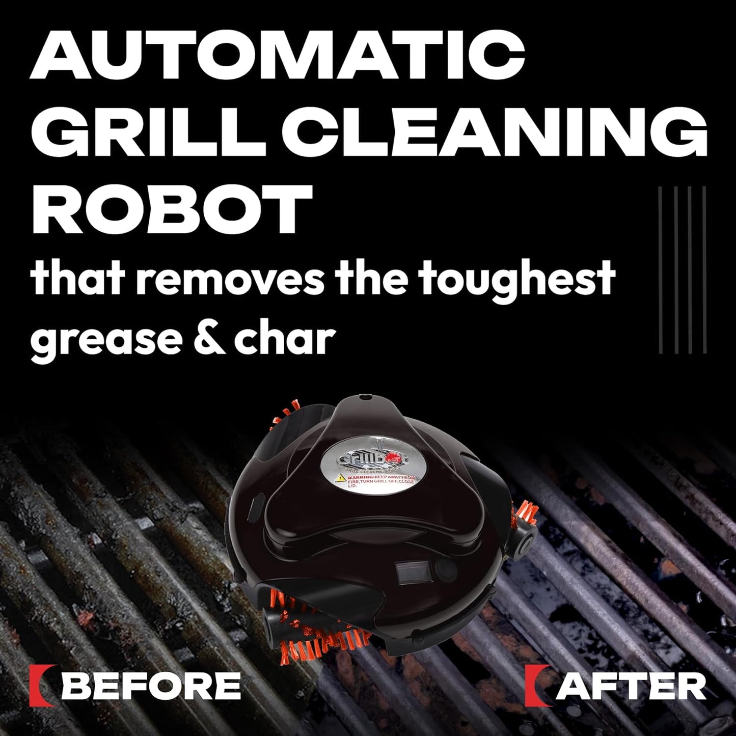 Grillbot Automatic Grill Cleaning Robot with Nylon Brushes, BBQ Grill Cleaner, Grill Brush, Grill Scraper, BBQ Accessories (Red Grillbot + Carry Case)