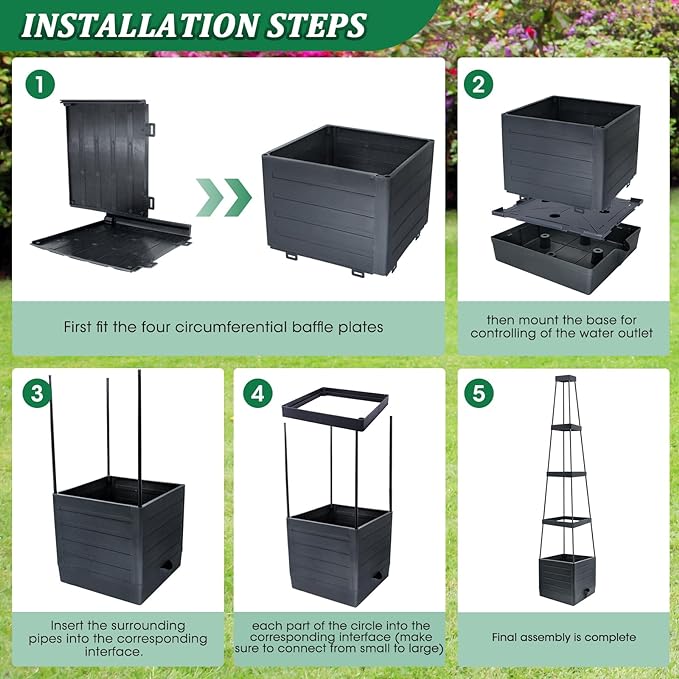 MQFORU 2Pack Raised Garden Bed Planter Boxes with Trellis, 57" Self-Watering Tomato Planter Boxes with Trellis for Climbing Vegetable and Plants, Tomato Cage for Indoor Outdoor Use