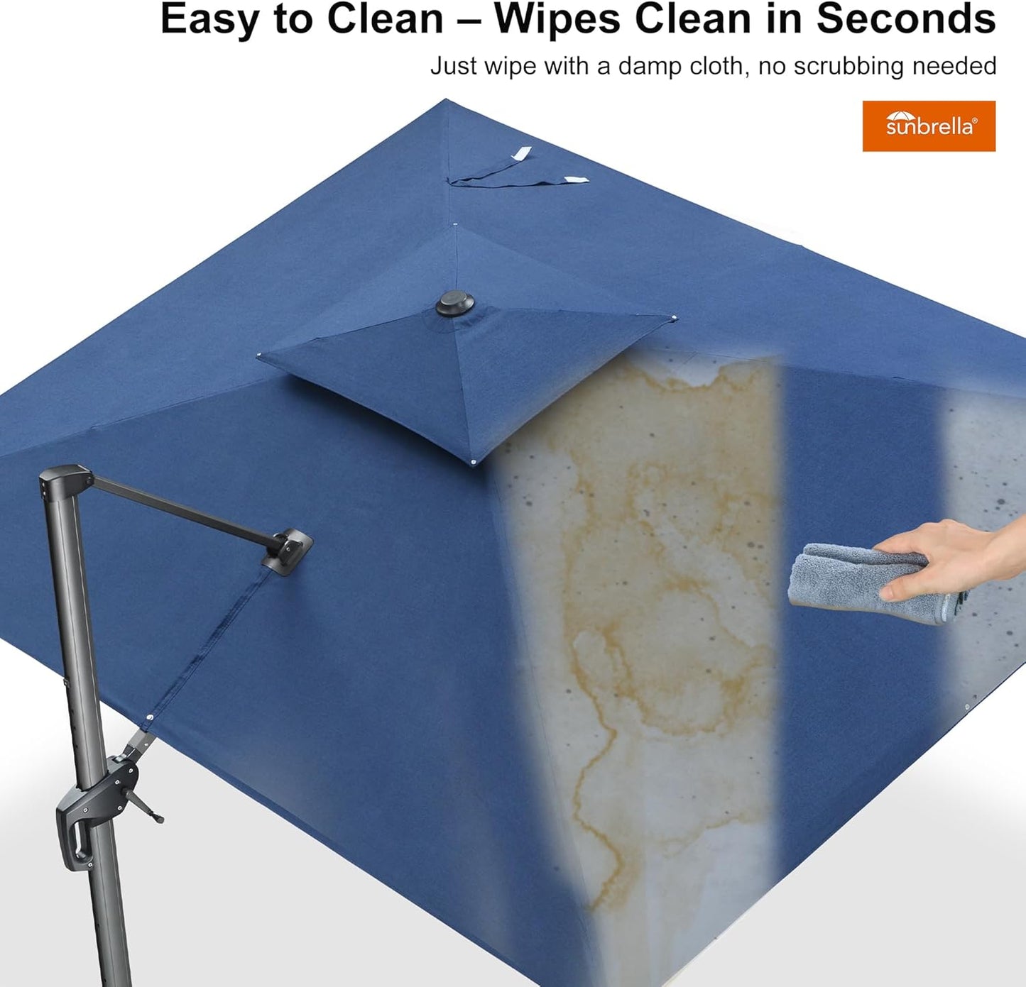 PURPLE LEAF Cantilever Umbrella 9' X 12' Outdoor Double Top Large Rectangle Umbrella Heavy Duty 360° Rotation Offset Patio Umbrella for Garden Deck Pool Backyard Spectrum Indigo