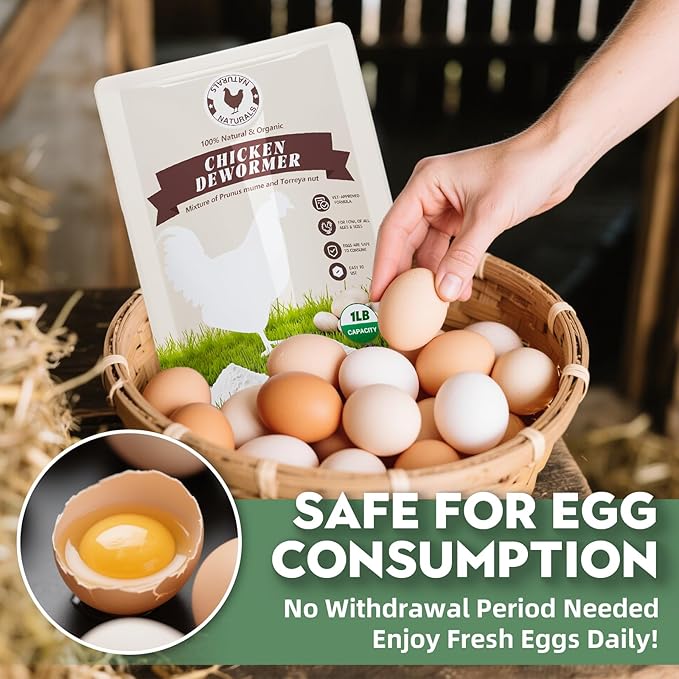Chicken Dewormer Powder, All-Natural Health Formula, 1LB Pouch,Safe for Eggs, Effective for All Ages & Sizes, Chicken Wormer, Poultry Medicine Supplies (1, Pounds)