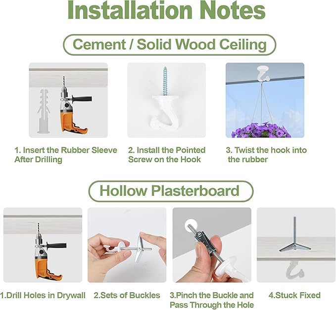 6 pcs Ceiling Hooks for Hanging Plants,Hanging Hanging Lights Metal Small Hooks,Indoor Outdoor Wall Heavy Duty Plant Hanger Swag Hook