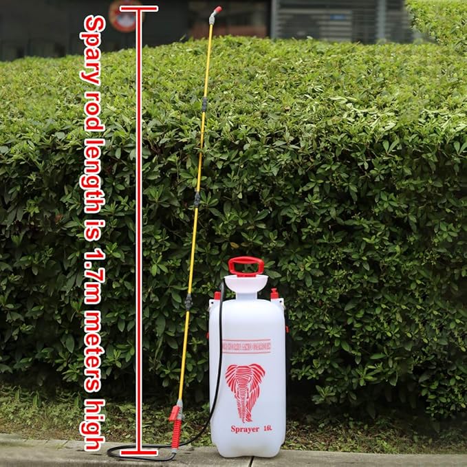 CLICIC 4 Gallon (16L) Lawn and Garden Portable Sprayer Pump Pressure Sprayer with Four Spray Poles Totaling 52 inches in Length