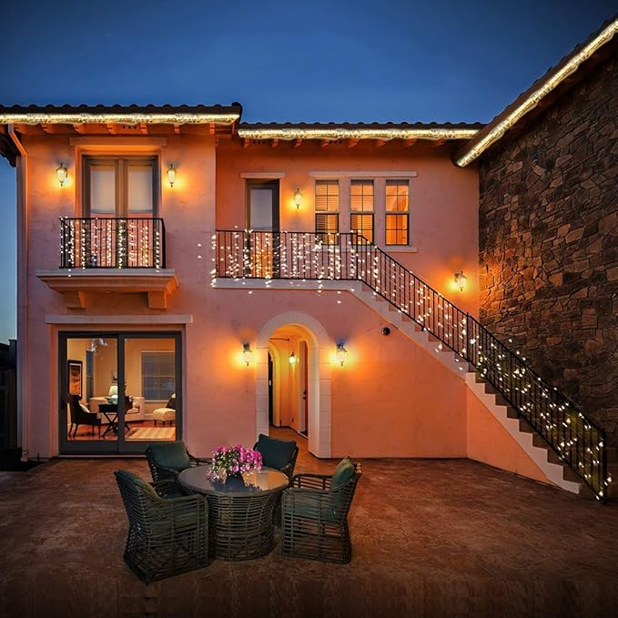 RUICHEN Warm White Dimmable Fairy Lights Plug in, Super Long 165 Ft 500 LED Twinkle String Lights with Remote, Waterproof Silver Wire Firefly Lights for Christmas Wedding Party Bedroom Patio Garden