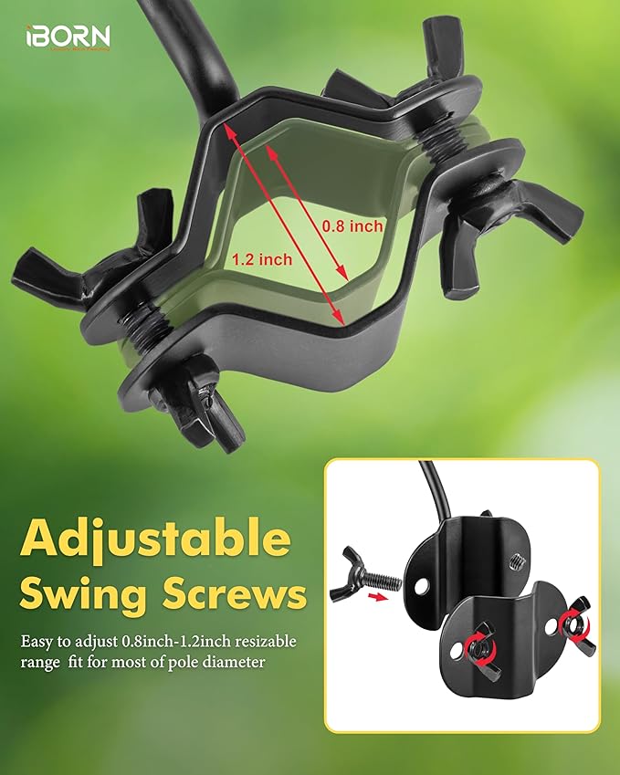 iBorn Bird Feeders Hangers for 1” Pole Stand Station Outdoor Hanging Hooks for Humming Bird Feeders for Outside Plant Hanger Hook Bracket Kit 12.2 Inch Long Metal Hooks for 1 Inch Pole, Pack of 2