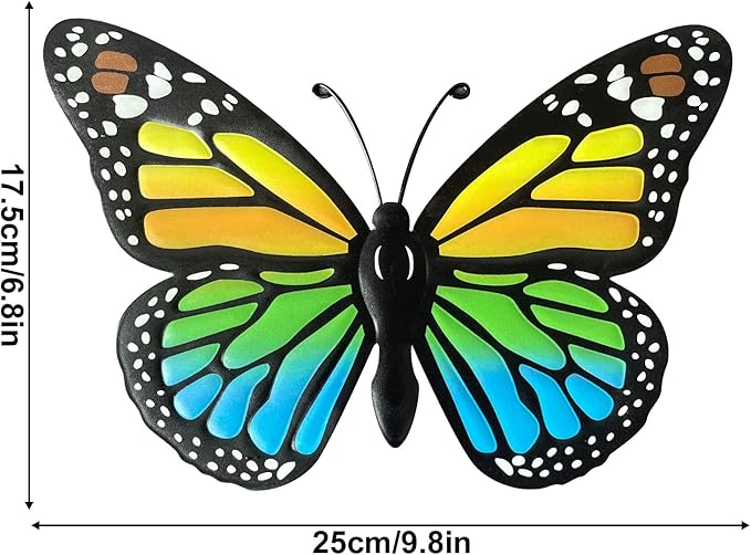 EOORAU Metal Butterfly Wall Decor - 4 pcs Butterflies Wall Sculpture Hanging Decorations for Indoor Outdoor Fences Patio Yard Fence Garden Decorations