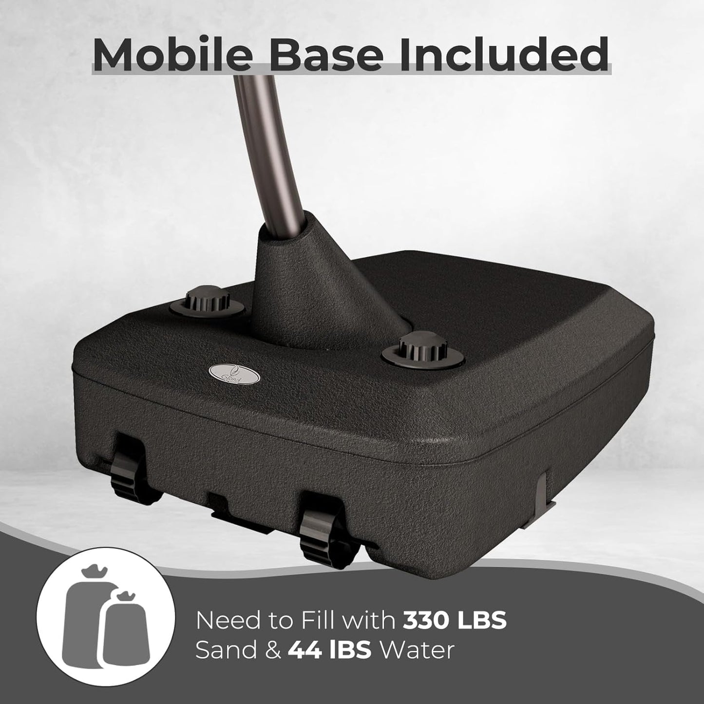 Grand patio Sunbrella 10x10 FT Cantilever Umbrella with Base Included Patio Square Aluminum Offset Umbrellas for Outdoor Pool (Charcoal, 10X10 FT-SUNBRELLA)