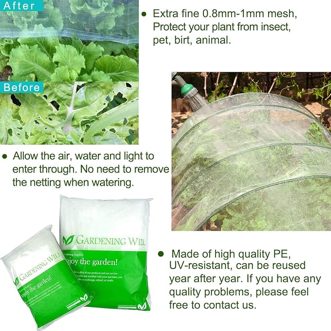 10x30Ft Mosquito Bug Insect Bird Fine Mesh Net Barrier Hunting Blind Garden Screen Netting for Protect Your Plant Fruits Flower