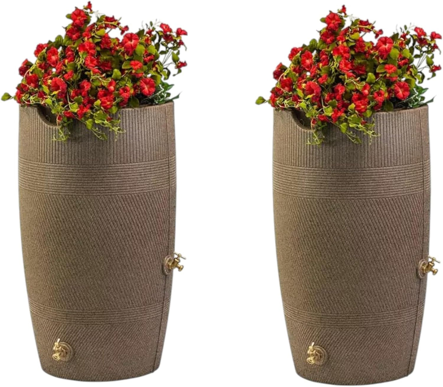 Impressions Havana Rain Barrel and Planter Top, 50 Gallon Capacity, Khaki Granite (2 Pack)