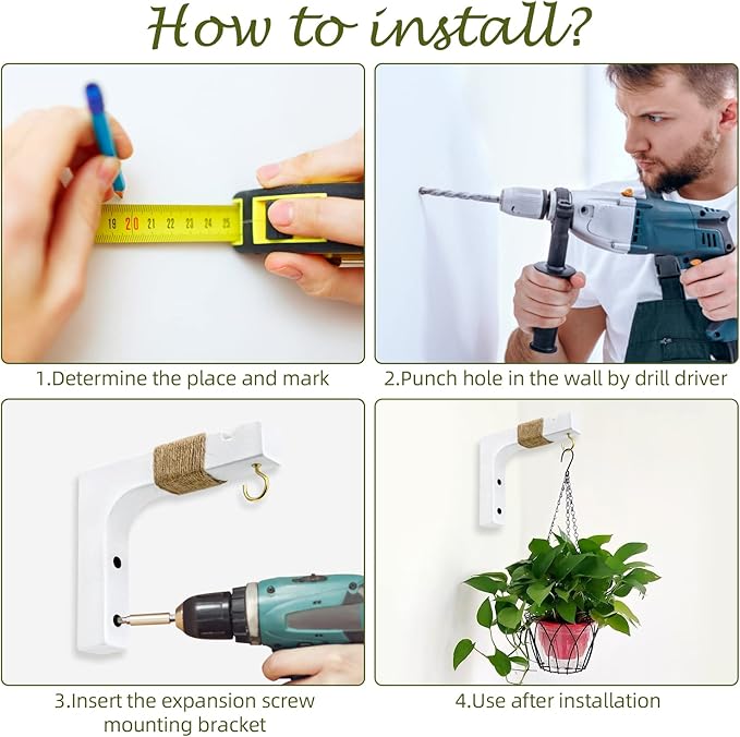 2 Pack Plant Hanger Hooks for Indoor Hanging Plants, Hanging Planters for Indoor Plants Farmhouse Wooden Hanging Basket Wall Hooks for Outdoor Flower Pots Lanterns Wind Chime Lights Garden Decoration