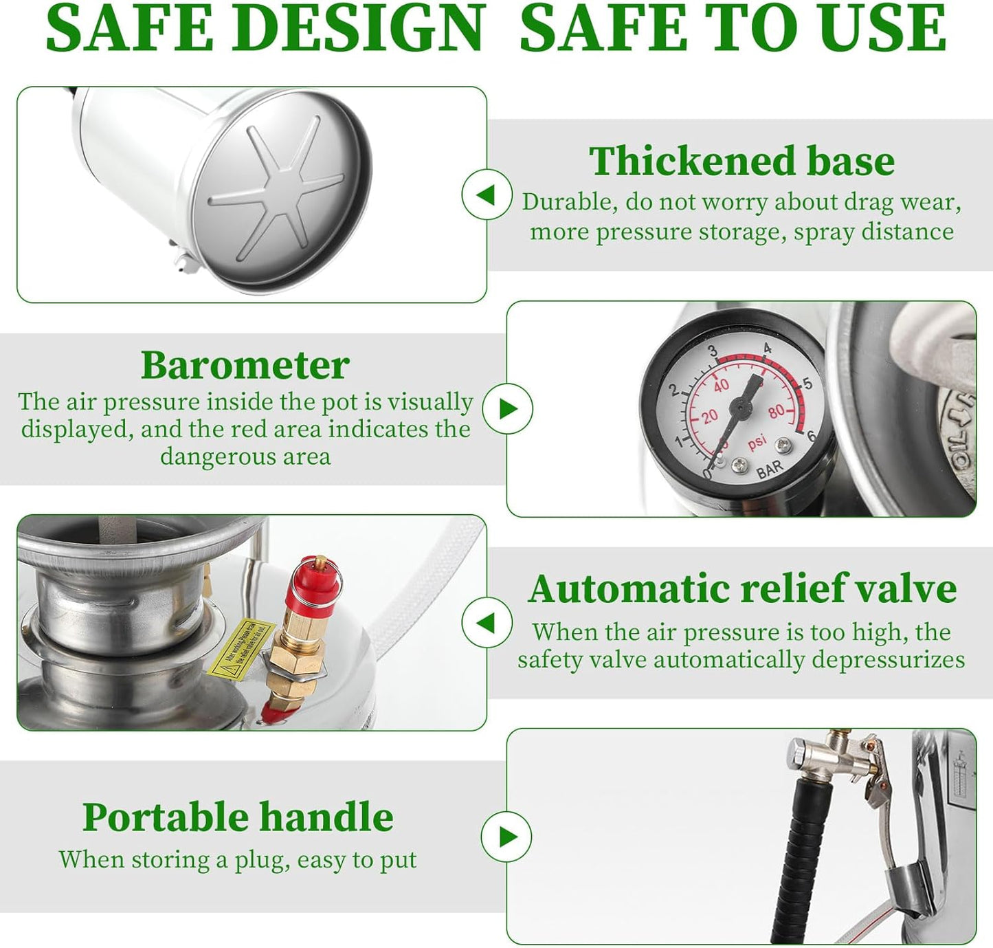 1Gal Stainless Steel Pump Up Sprayer Reinforced Hose, Hand Pump Sprayer with Pressure Gauge&Safety Valve, Adjustable Nozzle Suitable for Gardening (1 Gallon)