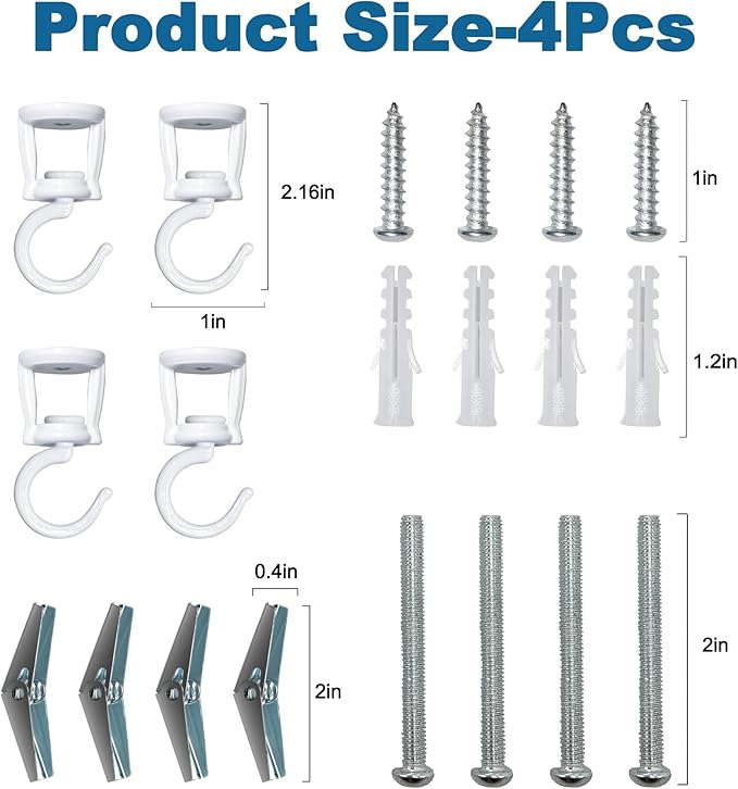 Ceiling Hooks for Hanging Plants (4 PCS White),Heavy Duty Metal Plant Hooks, Screw in Hooks for Hanging Birdfeeders, Lamps, Planters, Outdoor Decorative Hooks up to 33 lbs