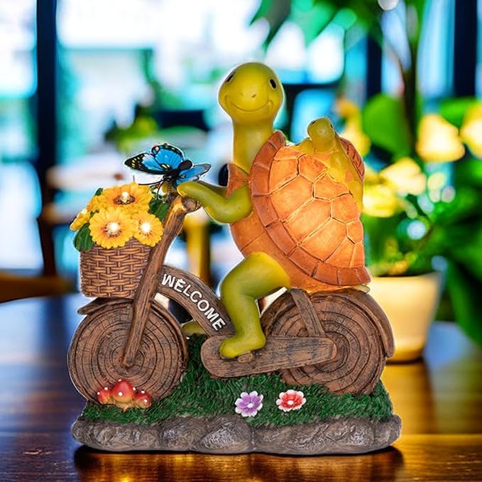 Garden Turtle Outdoor Statue -Solar Turtle Statue Outdoor with Lighted Sunflower,Turle Figurine for Garden Decor,Turtle Gifts for Women