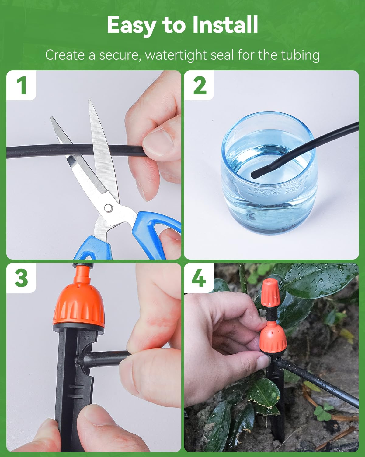 Pawfly 30 Pcs Drip Irrigation Emitters for 1/4" Tubing, 2-in-1 Irrigation Drippers with Misting Nozzles & 8-Stream Sprinklers, Drip Irrigation Parts with Stake & Adjustable 360 Degree Water Flow