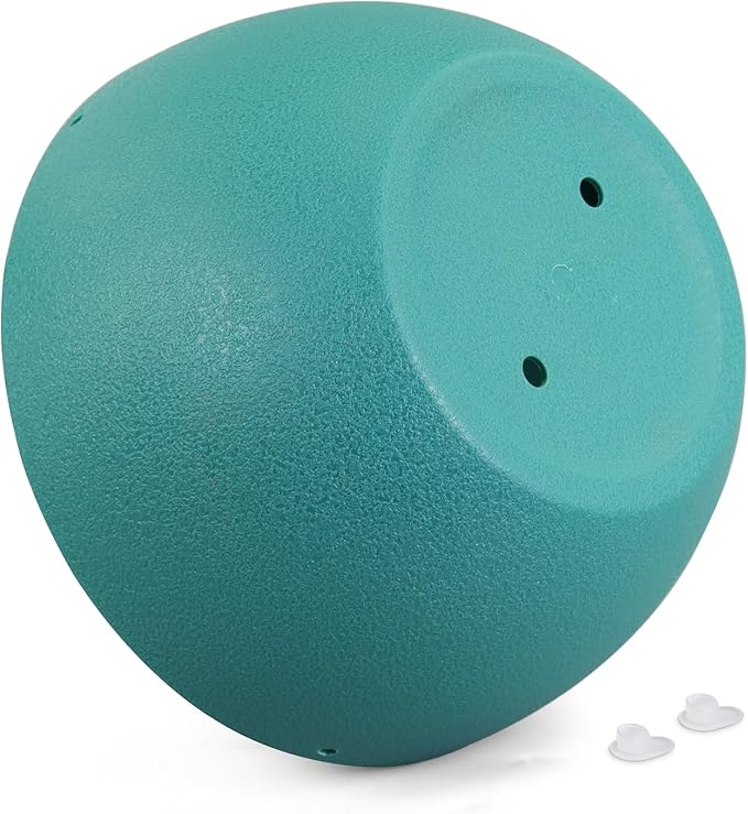 12 inch Large Hanging Planters for Indoor Outdoor Plants, 2 Pack Hanging Flower Plant Pots with Drainage Holes and Chain for Garden Porch, Plastic Hanging Baskets for House Plants, Blue Green