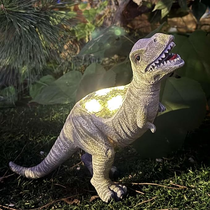 Outdoor Solar Statue Garden Decor, Dinosaur Garden Statues Outdoor Patio Lawn, Balcony Decoration, Solar Garden Outdoor Dinosaur Statues with LED Lights, Unique Gifts for Women
