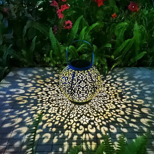 Outdoor Solar Big Lanterns Waterproof, Go2garden Gifts for Women Mom Garden Yard Decor Lights for Patio, Yard, Party Ornaments,Birthday Mothers Day Gifts for Grandma (1 Pack, Teal Blue)