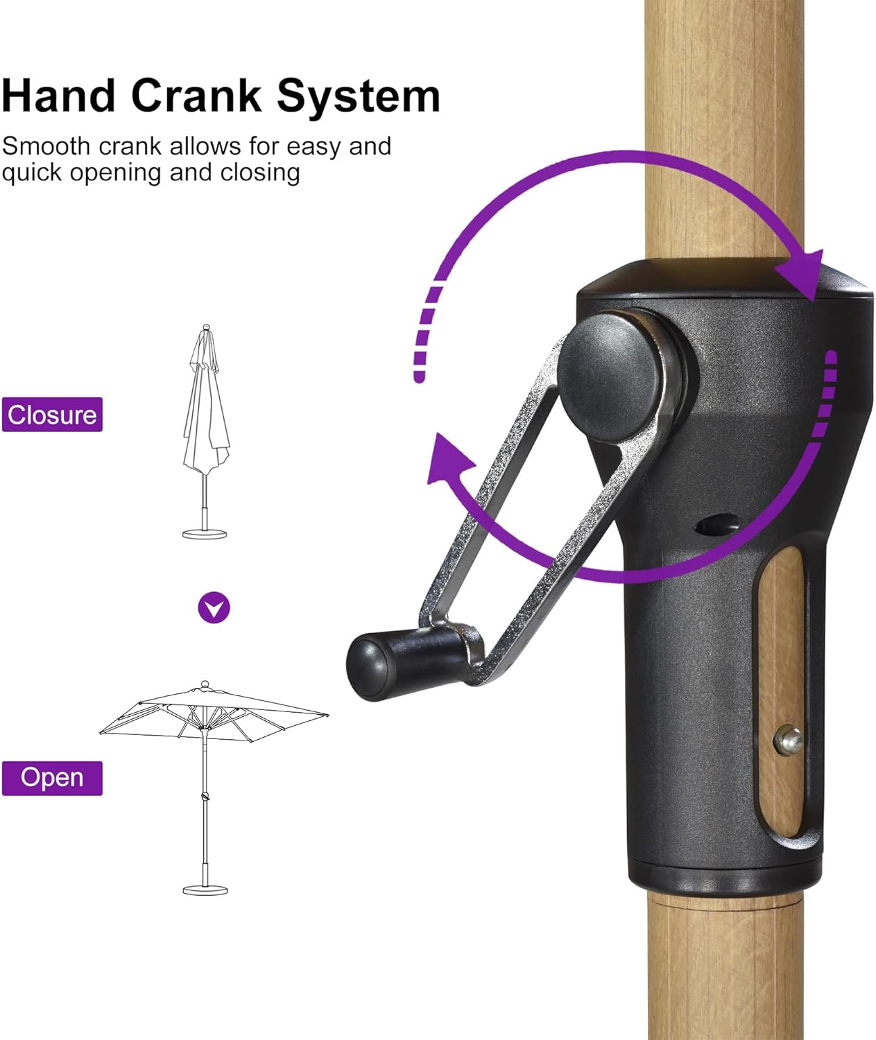 PURPLE LEAF 10' x 10' Square Patio Umbrella with Base Outdoor Umbrella Market Umbrella with Crank & 8 Ribs Aluminum Outdoor Table Umbrella for Pool Deck Backyard, Taupe