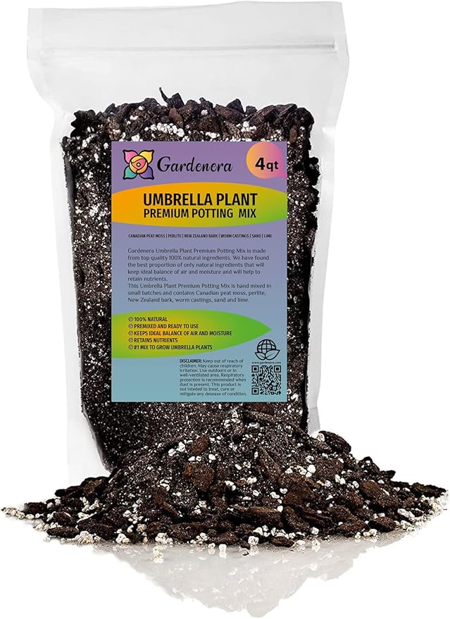 Umbrella Plant Premium Potting Mix - Experience The Difference of Hand-Mixed Quality and Natural Ingredients - 4 Quart