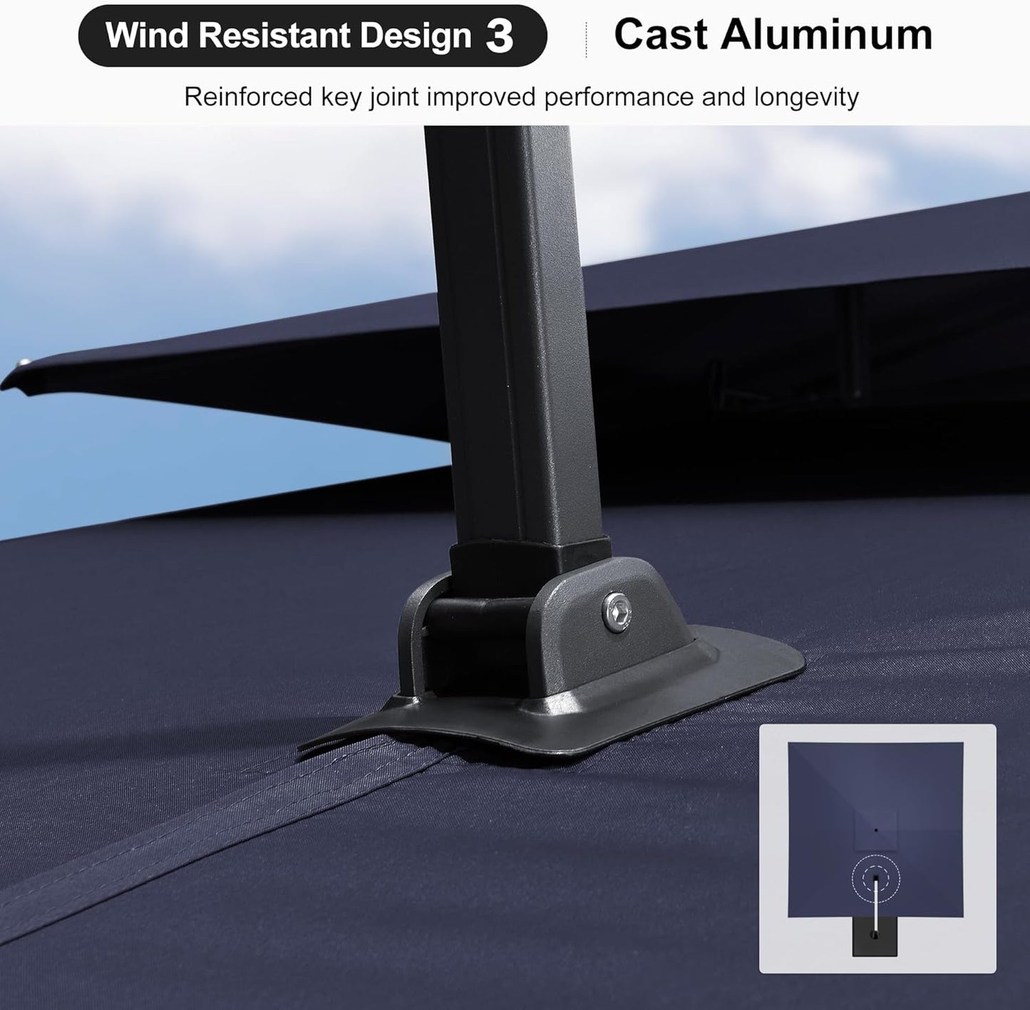 PURPLE LEAF 9' X 12' Patio Umbrella with Base Outdoor Rectangle Umbrella Large Cantilever Umbrella Heavy Duty Outdoor Market Umbrella for Garden Deck Backyard Pool Navy