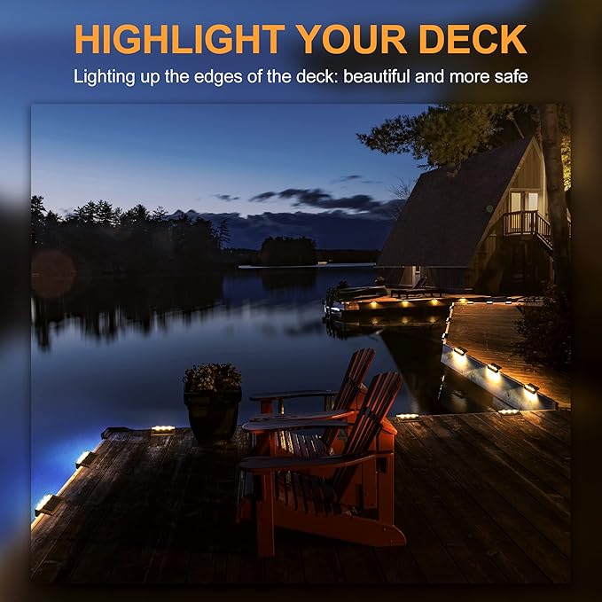 SOLPEX Solar Fence Lights, 6 LEDs Solar Lights Outdoor Waterproof Solar Powered for Deck, Stair, Front Porch, Balcony, Walkway, Garden, Yard, Patio, Pool Decor, IP65 Waterproof (12 Pack, Warm White)