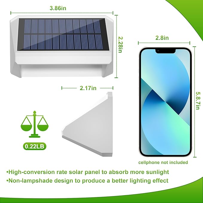 LANSOW Solar Fence Lights 10 Pack, Cool ，Warm and White, Solar Deck Lights Outdoor Waterproof, Dusk to Dawn Solar Powered Decor for Outside, Step, Yard, Patio, Wall, Stair