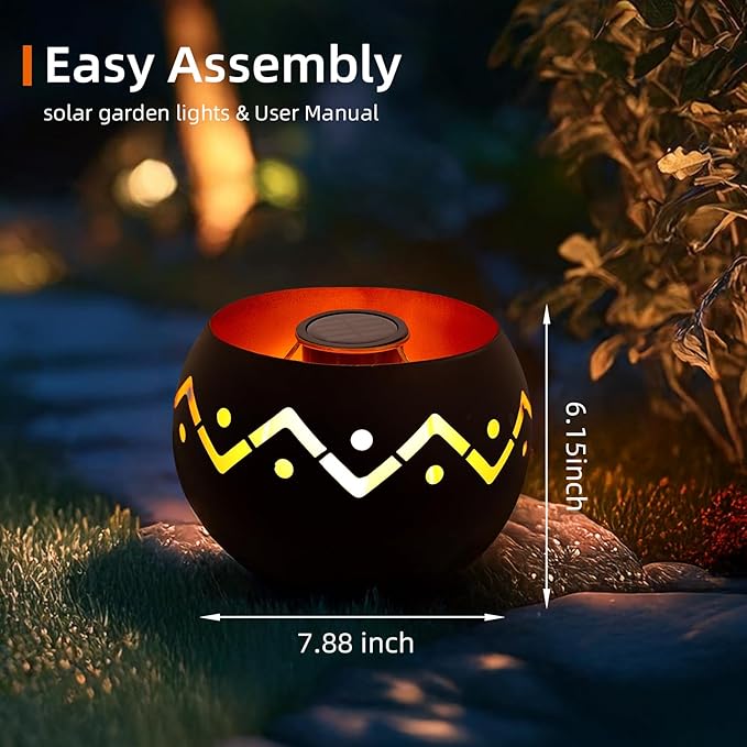 Outdoor Waterproof Lantern, High-Quality Flame Solar-Powered LED Light, Perfect for Gardens, Patios, Deck, Desktops, Pathways, Landscapes, and Lawns Decorations. (L24018)