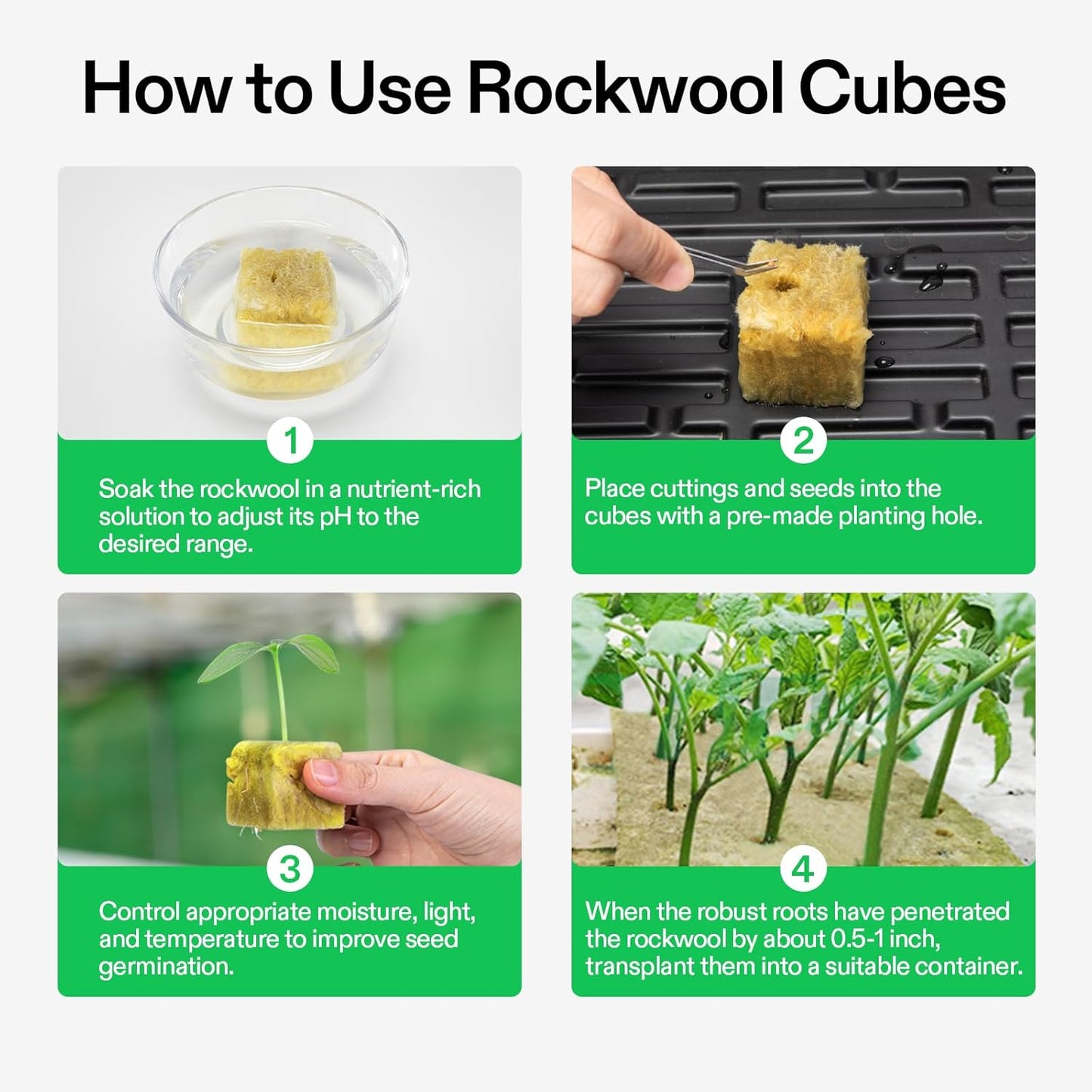 VIVOSUN 1.6" Rockwool Cubes, 28 Plugs Stonewool Starter Grow Cubes for Cuttings, Cloning, Plant Propagation, Seed Starting, Hydroponic Grow Media for Vigorous Plant Growth, 1 Sheets of 28 Plugs